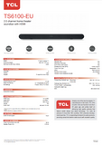 TCL Soundbar TS6100-EU  2.0 channel home theater soundbar with HDMI