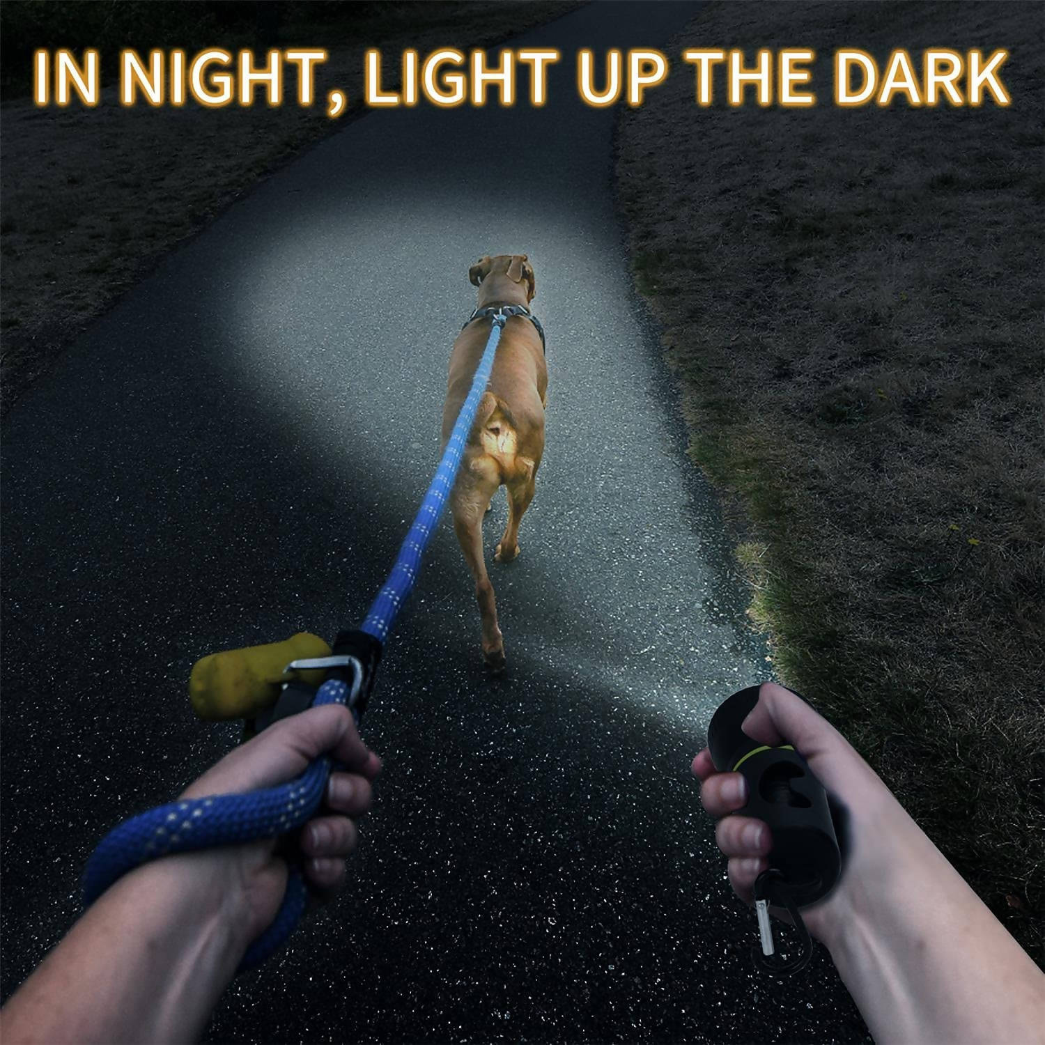 Hundekotbeutelspender mit LED-Taschenlampe und Karabiner Haken, Hundekotbeutelspender für Leine mit 3 Rollen Biologisch Abbaubare Hundekotbeutel (1 Stück, Schwarz)