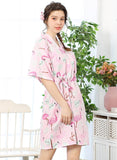 100% Cotton Japanese Kimono Loungewear - flamingo print