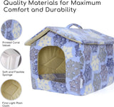 Katzenhaus für Katzen Hunde L42*W39*H33cm S, Katzenhöhle Katzenbett Winterfest mit Herausnehmbarer Matratze weich und warm für Hundekatze