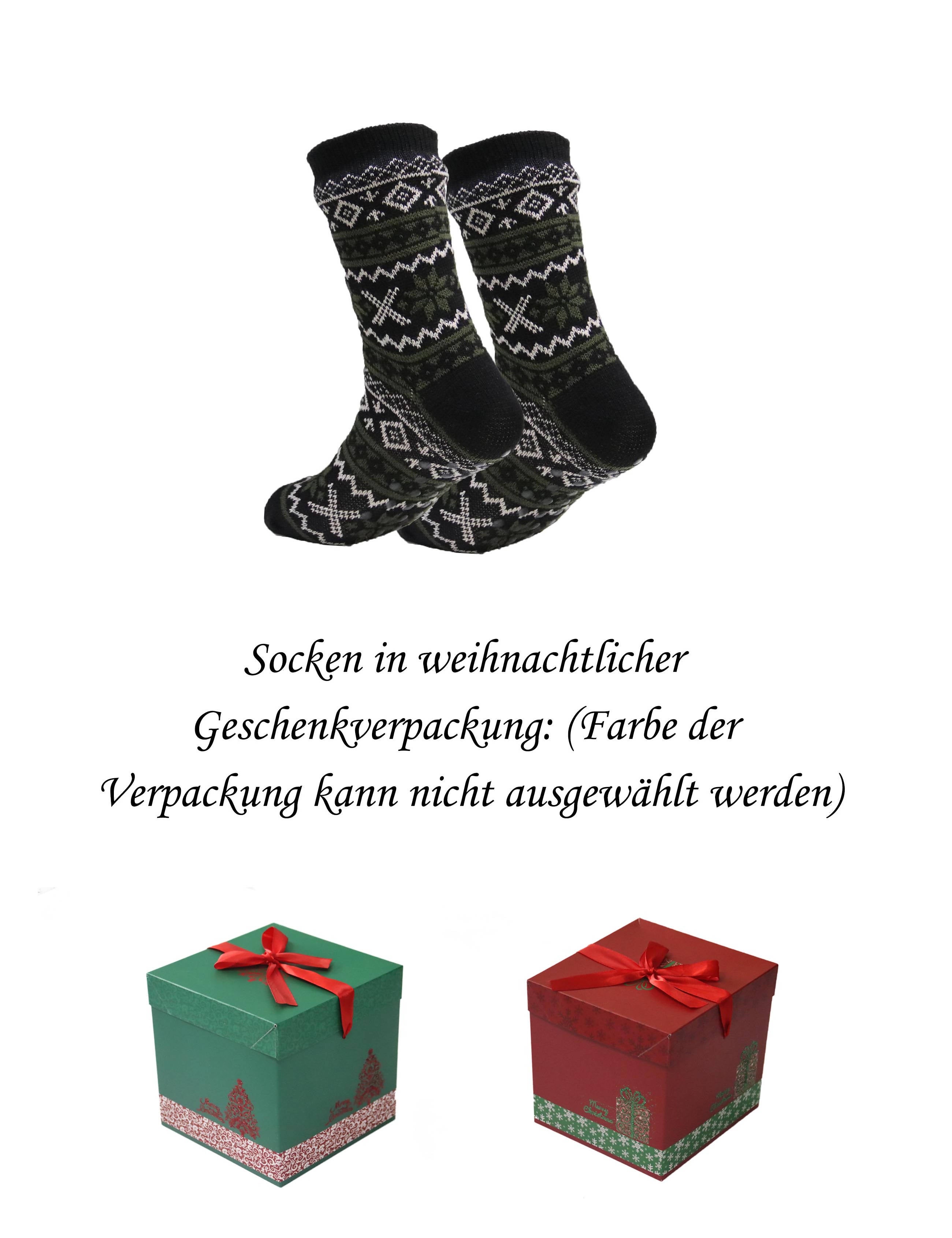 RAIKOU Haussocken Wintersocken Herrensocken Kuschelsocken gefütterte Socken dicke Socken Weihnachtssocken, mit rutschfesten Noppen (01-Anthrazit,One Size)