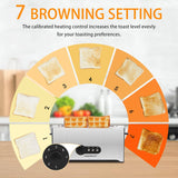 Aigostar Sunshine 30KDG - Edelstahl Toaster Mit Abnehmbarer Krümelschublade (1600 Watt, 4 Brotscheiben, 7 Bräunungsstufen und 3 Kochfunktionen) Farbe Silber & Schwarz, BPA Free