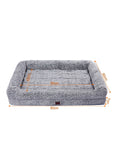 RAIKOU Hundebett mit Abnehmbarem Kissen, gepolstertes waschbares Tierbett Schlafplatz Hundekissen Hundesofa Hundemette Tierbedarf