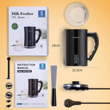 Aigostar Electric Milk Frother 500 W 240 ml, Milk Frother for Hot & Cold Milk Foam with 3 Modes Milk Frother for Cappuccino, Latte, Mocha, Macchiato, Hot Chocolate, Silent Operation