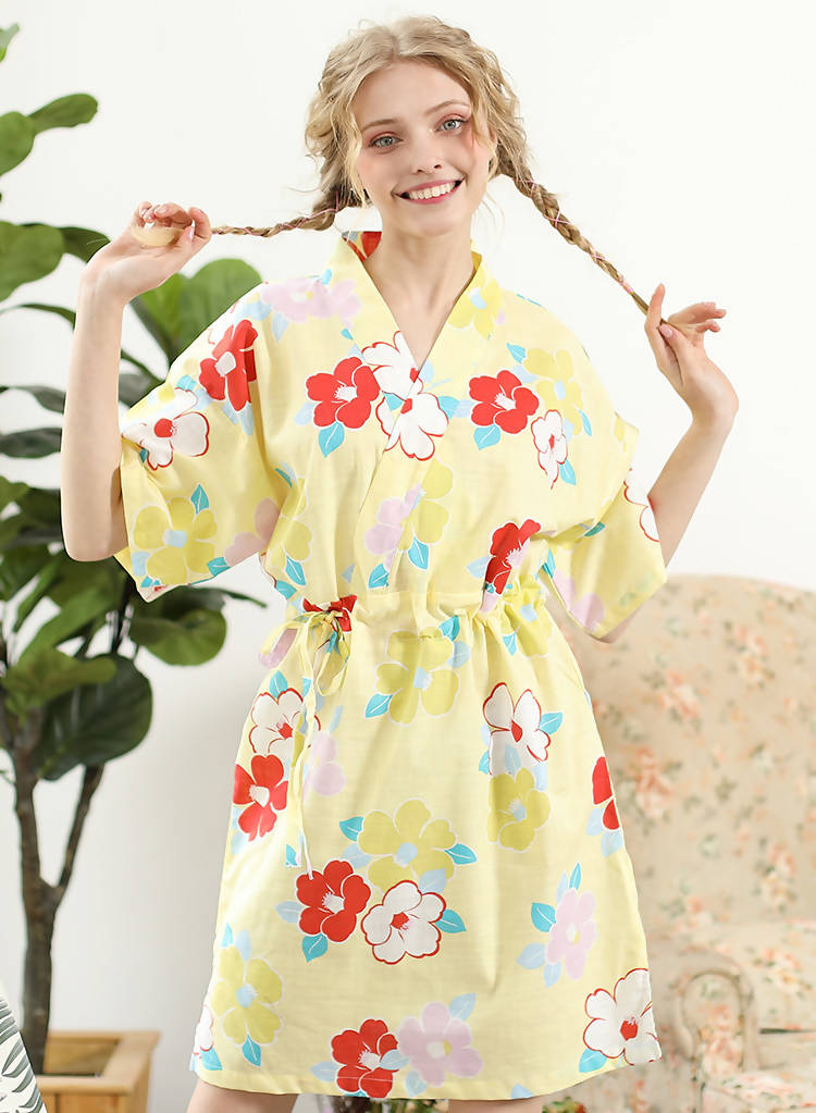 100% Cotton Japanese Kimono Loungewear - flower print