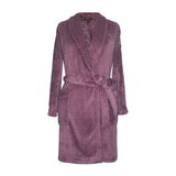 RAIKOU Damen Coral Fleece atmungsaktiver Bademantel mit Schalkragen-750739 (36/38, Anthrazit)