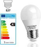 LED E27 Cool White 5 W Light Bulb Bulb Lamp 6400 K 425 Lumen Beam Angle 230 Degree G45 Light Bulbs Drops Pack of 5 Energy Saving