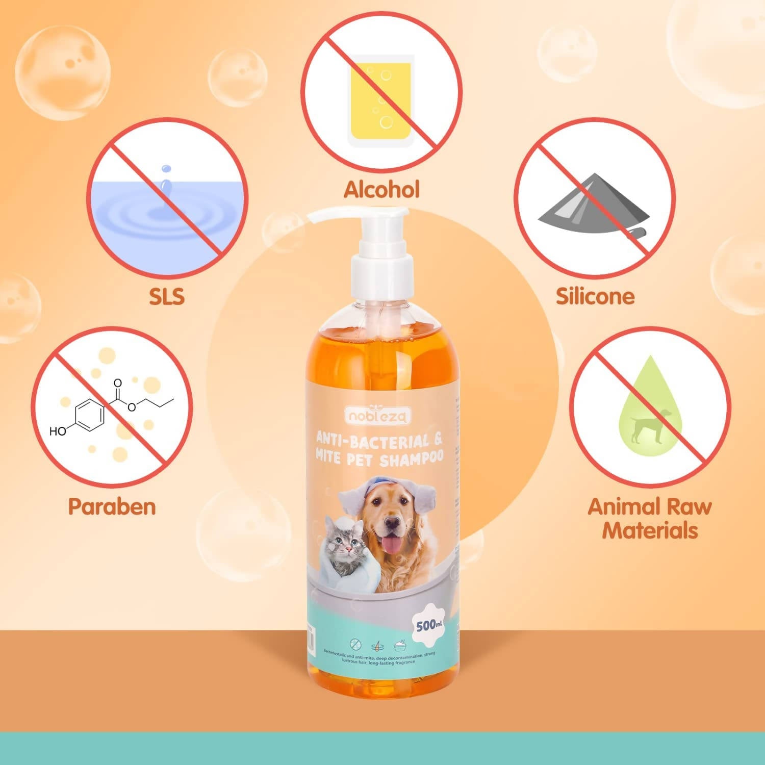 500ml Hundeshampoo gegen Juckreiz Milben Pilz Floh, Mit Natürlicher Extrakt, Rückfettendes Sensitive-Shampoo Katze, Anti-Bakteriell, Lindert Hautreizungen, auch für Welpen und Kätzchen