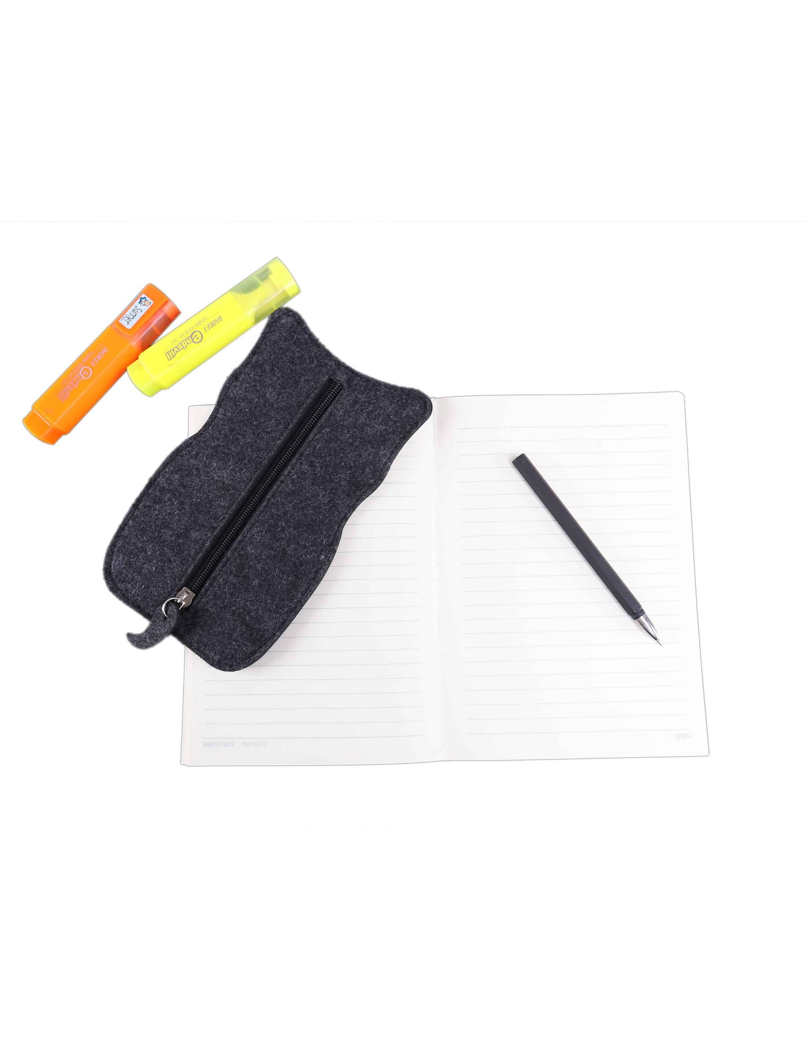 RAIKOU faltbares Filz-Multifunktionstäschen Stifttasche Filzportemonnaie Geldbeute Schulmäppchen Schlüsseltasche Handytasche Tasche für Rasier- und Hygieneartikel (Anthrazit)