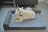 RAIKOU Weiches Hundebett, gepolstertes waschbares Haustierbett Hundesofa Hundekorb（Blau Melange,100x80x9cm）