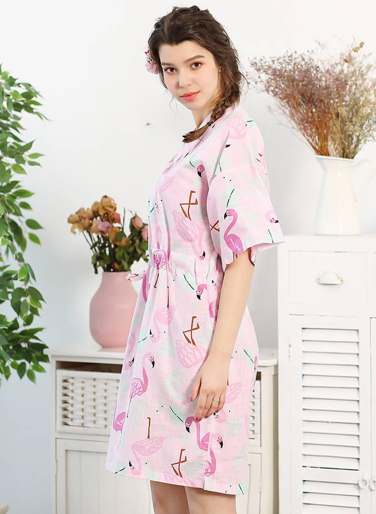 100% Cotton Japanese Kimono Loungewear - rabbit cloud print