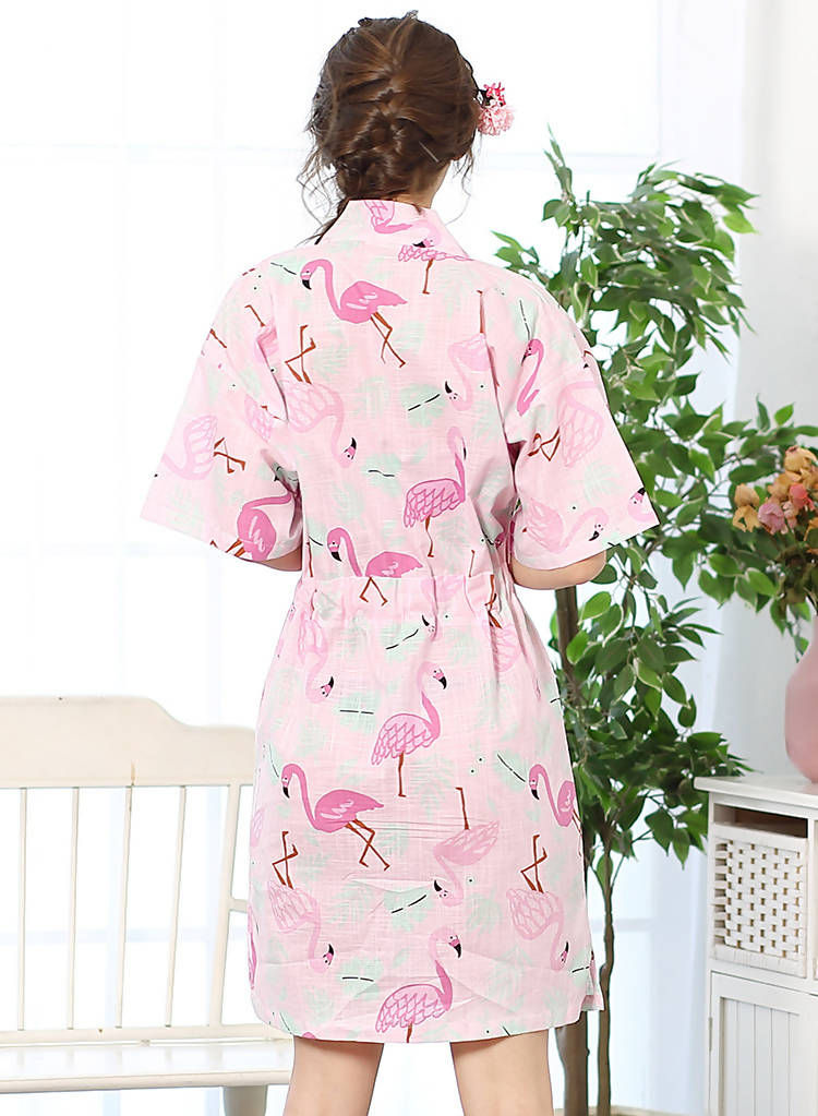100% Cotton Japanese Kimono - flamingo print – OUMIBUY
