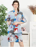 100% Cotton Japanese Kimono Loungewear - rabbit cloud print