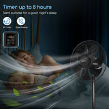 Aigostar Cool - Standventilator mit Fernbedienung, 7 Flügelnn, 8-Stunden-Timer, Digitale Steuerung mit 3 Geschwindigkeitsstufen und Modi, Verstellbare Höhe, 55 W, Schwingende Stille, Schwarz