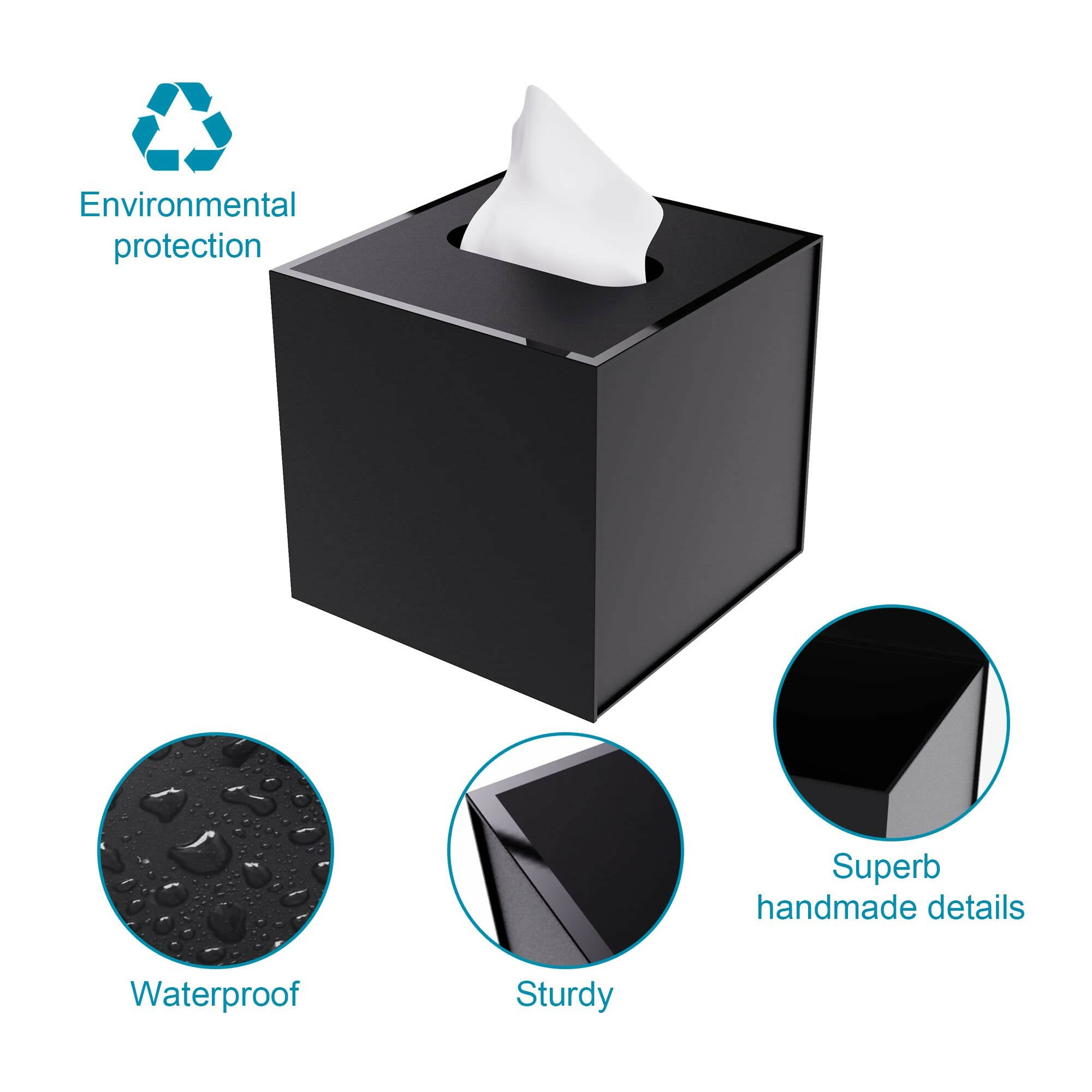 JiaWei 1/3er Taschentuchbox Kosmetiktuchspender mit Magnetdeckel Aufbewahrung Quadrat