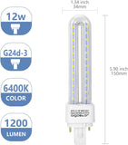 LED Cool White 12 W PLC G24 Bulb Mains Bulb Lamp 6400 K 1200 Lumen Beam Angle 360 Degree 2U Bulbs 5 Pieces Energy Saving