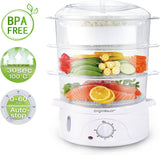 Aigostar Fitfoodie 30CFO Steamer with Timer, 3 Tier Stacking Baskets (9L, 800W, BPA-Free) Disposable Packaging