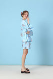 100% Cotton Japanese Kimono Loungewear Set - fox cherry blossom print