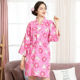100% Cotton Japanese Kimono Loungewear - cherry blossom rabbit print