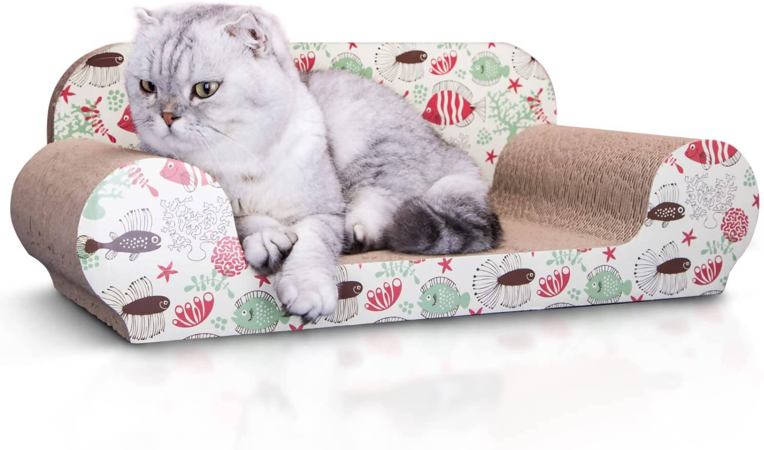 Aigostar Katzenkratzbrett mit Katzenminze Kratzbrett für Katzen Kätzchen Kratzspielzeug Lounge Kartonkratzer 56 * 26 * 20 cm