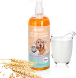 500ml Hundeshampoo gegen Juckreiz Milben Pilz Floh, Mit Natürlicher Extrakt, Rückfettendes Sensitive-Shampoo Katze, Anti-Bakteriell, Lindert Hautreizungen, auch für Welpen und Kätzchen