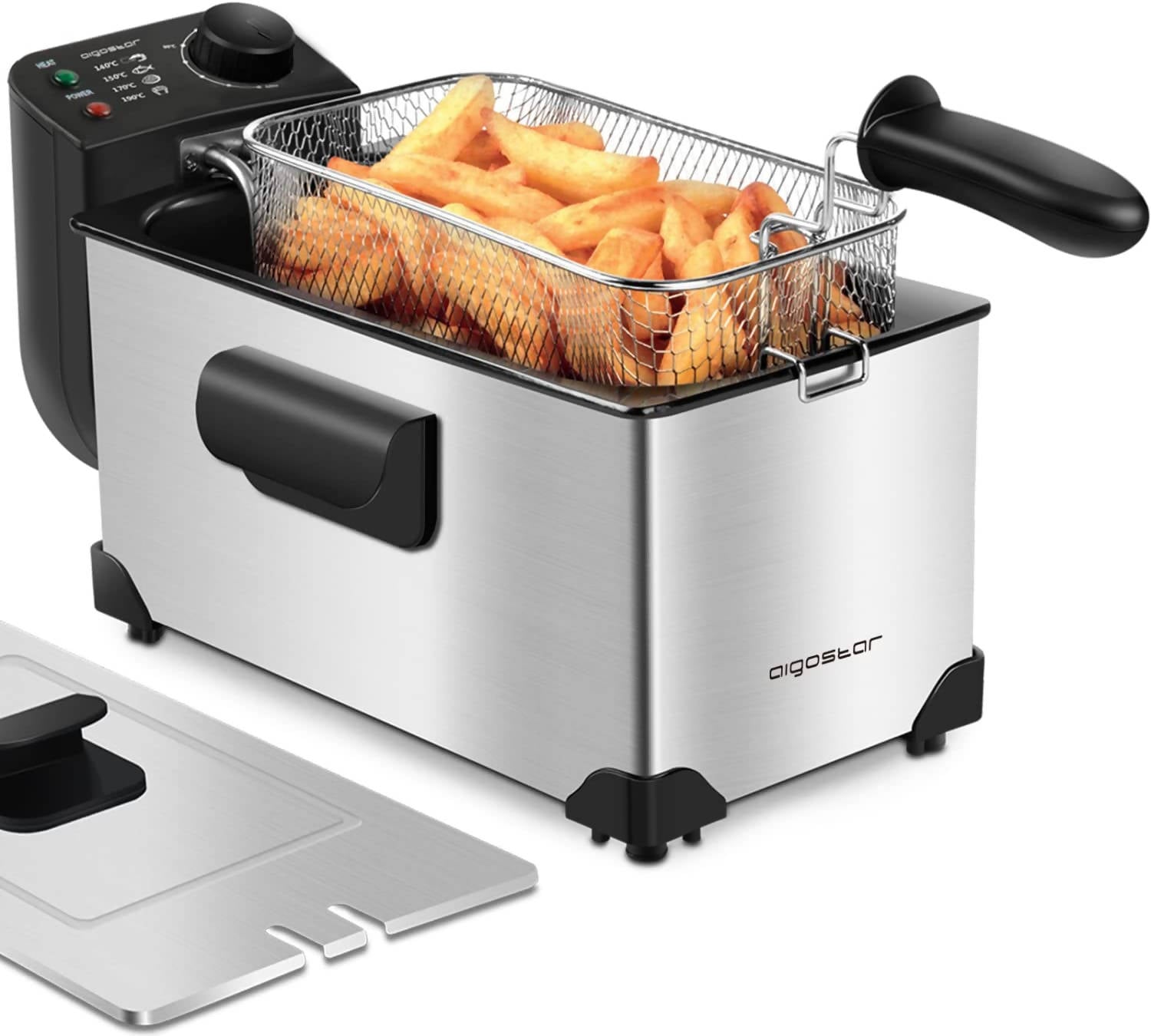 Aigostar Semi-Professional Fryer Stainless Steel 2200 Watts 3 Litres BPA Free