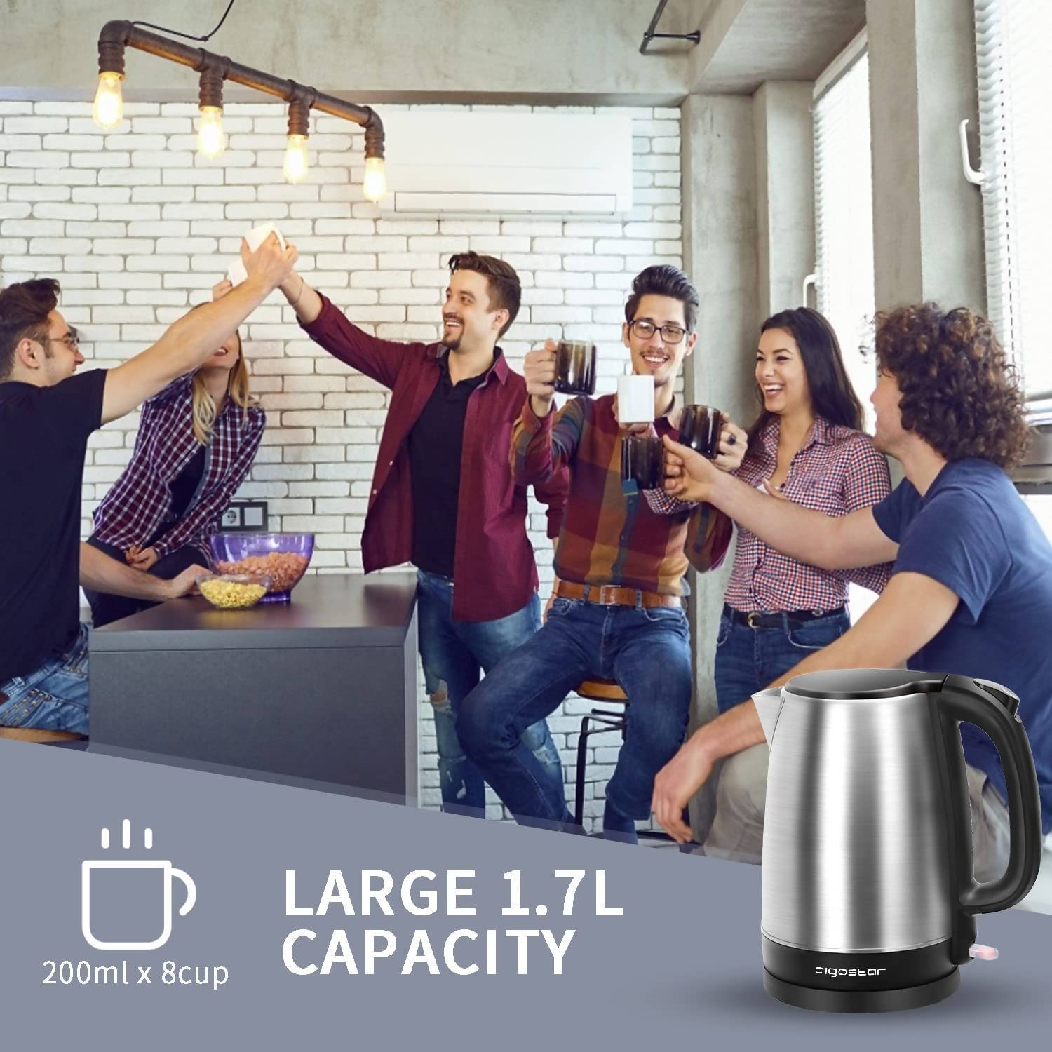Taylor Swoden Small Glass Kettle Electric, Compact Mini Sized Electric Hot Water Kettle for Tea and Coffee 1L Black