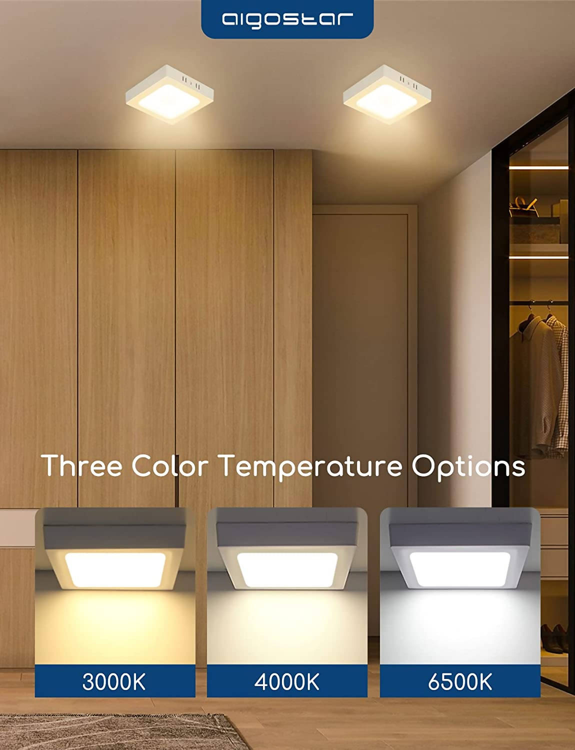 Aigostar Ceiling Light LED 12 W 3000 K Ceiling Light, 940 lm Lamps, Ceiling Ideal for Bathroom, Balcony, Hallway, Kitchen, Living Room, Warm White Bathroom Lamp, D173 x H35 mm