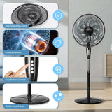 Aigostar - Standventilator 9 Flügel, 3 Geschwindigkeiten, 85° Oszillation, Höhenverstellbar, Tragbar, Leiser, Hohe Energieeffizienz, Einfach zu bedienen, für Schlafzimmer, Heim und Büro, 45W, Schwarz