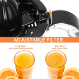 Aigostar Electric Juicer 2 Cones Orange Press 40 Watt Citrus Juicer 1 Litre 2 Directions of Rotation, High Juice Yield, Pulp Regulation, BPA-Free
