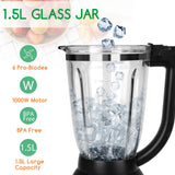 Aigostar Standmixer Smoothie Maker, 1.5L Glas Standmixer, 1000 W 6-Klinge Multifunktion Mixer, Multimixer, Shakes Blender, BPA-frei.