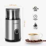 Aigostar Otto Kaffeemühle Edelstahl Elektrisch Mahlgrad Einstellbar BPA Frei Caffe Grinder Mixer Mühle Zerkleinerer für Kaffeebohne Leinsamen Nuss Gewürze Getreide 75g 200W