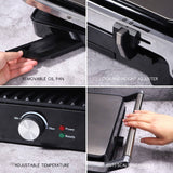 Aigostar Samson 30KLU XXL Contact Grill, Panini Grill, Sandwich Maker, 2000 Watts, Stainless Steel with Non-Stick Coating, Opens 180 Degrees, Temperature Control