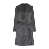 RAIKOU Damen Coral Fleece atmungsaktiver Bademantel mit Schalkragen-750739 (36/38, Anthrazit)