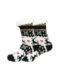 RAIKOU Haussocken Wintersocken Kuschelsocken gefütterte Socken dicke Socken Weihnachtssocken, Rentiersocken mit rutschfesten Noppen (Anthrazit,One Size)