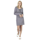 RAIKOU Damen Jersey Kleid Langarm Knielang Feminine Looks Elegant trendiges Homewear Kleid Minikleider Strandkleider Nachthemd Loungewear (36/38,Grau)