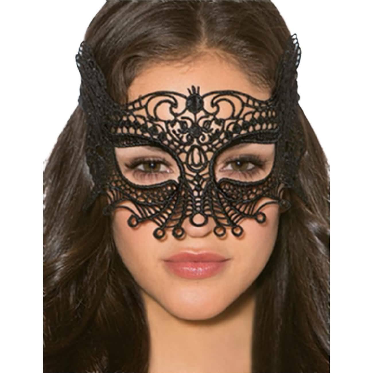 RAIKOU Exquisiten Maske Damen sexy venezianischen Stil Schwarz Maske Masquerade Halloween Cosplay Partei (R03-Schwarz)
