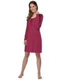 RAIKOU Damen Jersey Kleid Langarm Knielang Feminine Looks Elegant trendiges Homewear Kleid Minikleider Strandkleider Nachthemd Loungewear (36/38,Grau)