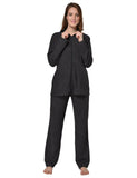 RAIKOU Damen Hausanzug Elegant Volltonfarbe Micro-Fleece Schlafanzug Freizeitanzug Hausanzug mit Reißverschluss (36/38,Grau)