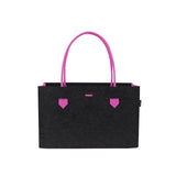 RAIKOU KULT Filz-Tasche Shopper; in neuem Design; Filzkorb Einkaufstasche Henkeltasche Zeitungskorb Stabile Kaminholztasche Spielzeugtasche oder Picknick-Korb Strand (44*18*31 cm, Rot / Anthrazit)