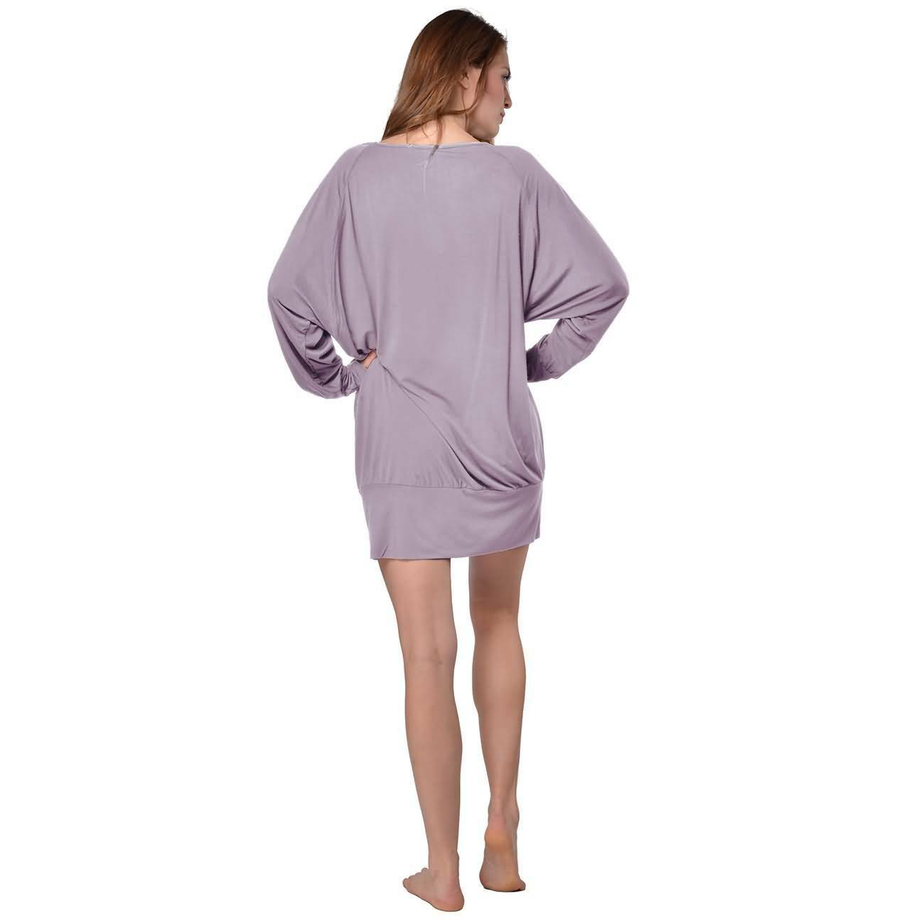 RAIKOU Damen Nachthemd Sleepshirt Langarm Nachtwäsche,Feines Damen Etui Kleid Jersey Dress,3/4 Short Dress (36/38,Grau Melange)