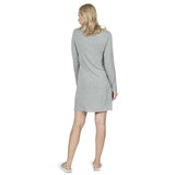 RAIKOU Damen Jersey Kleid Langarm Knielang Feminine Looks Elegant trendiges Homewear Kleid Minikleider Strandkleider Nachthemd Loungewear (36/38,Grau)