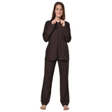 RAIKOU Damen Hausanzug Elegant Volltonfarbe Micro-Fleece Schlafanzug Freizeitanzug Hausanzug mit Reißverschluss (36/38,Grau)