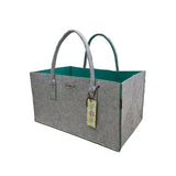 RAIKOU NEU Filztasche Shopper Holzkorb Einkaufstasche Henkeltasche Zeitungskorb Stabile Kaminholztasche Zeitungsständer auch für Spielzeug Garten Picknick Strand (Anthrazit/Blau,50 * 25 * 25cm)