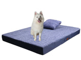 RAIKOU Hundebett, Haustierbett, Bett für Hunde und Katzen, waschbar, orthopädisch und rutschfest（Blau Melange 100x80x9cm）