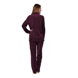 DeSen Damen Deluxe Velours Nicki Freizeitanzug Hausanzug Nicki-Anzug mit Reißverschluss und Pailletten-Leisten（Dunkel Lila,36/38）