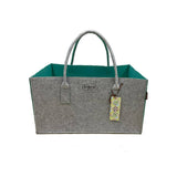 RAIKOU NEU Filztasche Shopper Holzkorb Einkaufstasche Henkeltasche Zeitungskorb Stabile Kaminholztasche Zeitungsständer auch für Spielzeug Garten Picknick Strand (Anthrazit/Blau,50 * 25 * 25cm)