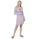 RAIKOU Damen Jersey Kleid Langarm Knielang Feminine Looks Elegant trendiges Homewear Kleid Minikleider Strandkleider Nachthemd Loungewear (36/38,Grau)