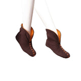 RAIKOU NEU Hausschuhe Damen Herren Hausschuhe Hüttenschuhe aus Micro Fleece mit Rutschfester Sohle, Unisex-Hausschuh Haussocken in schönen kontrastreichen Farben (34/37, Coffee/Orange)