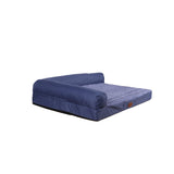 RAIKOU Weiches Hundebett, gepolstertes waschbares Haustierbett Hundesofa Hundekorb（Blau Melange,100x80x9cm）
